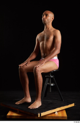 Whole Body Man Black Slim Sitting Studio photo references